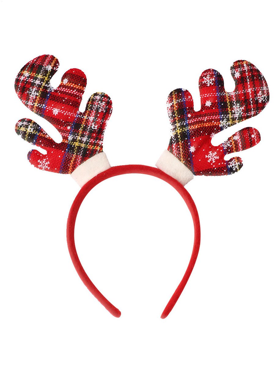 Plaid Reindeer Ears Hair Hoop