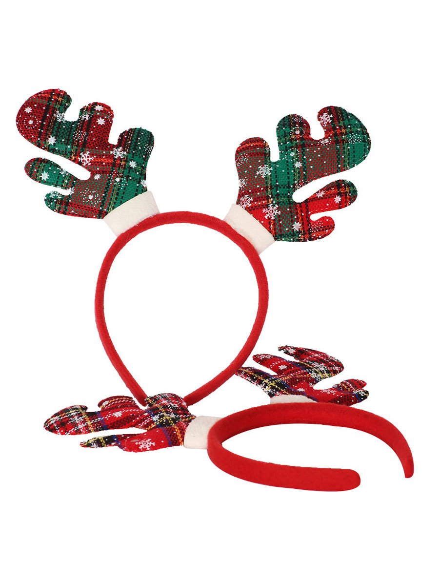 Plaid Reindeer Ears Hair Hoop