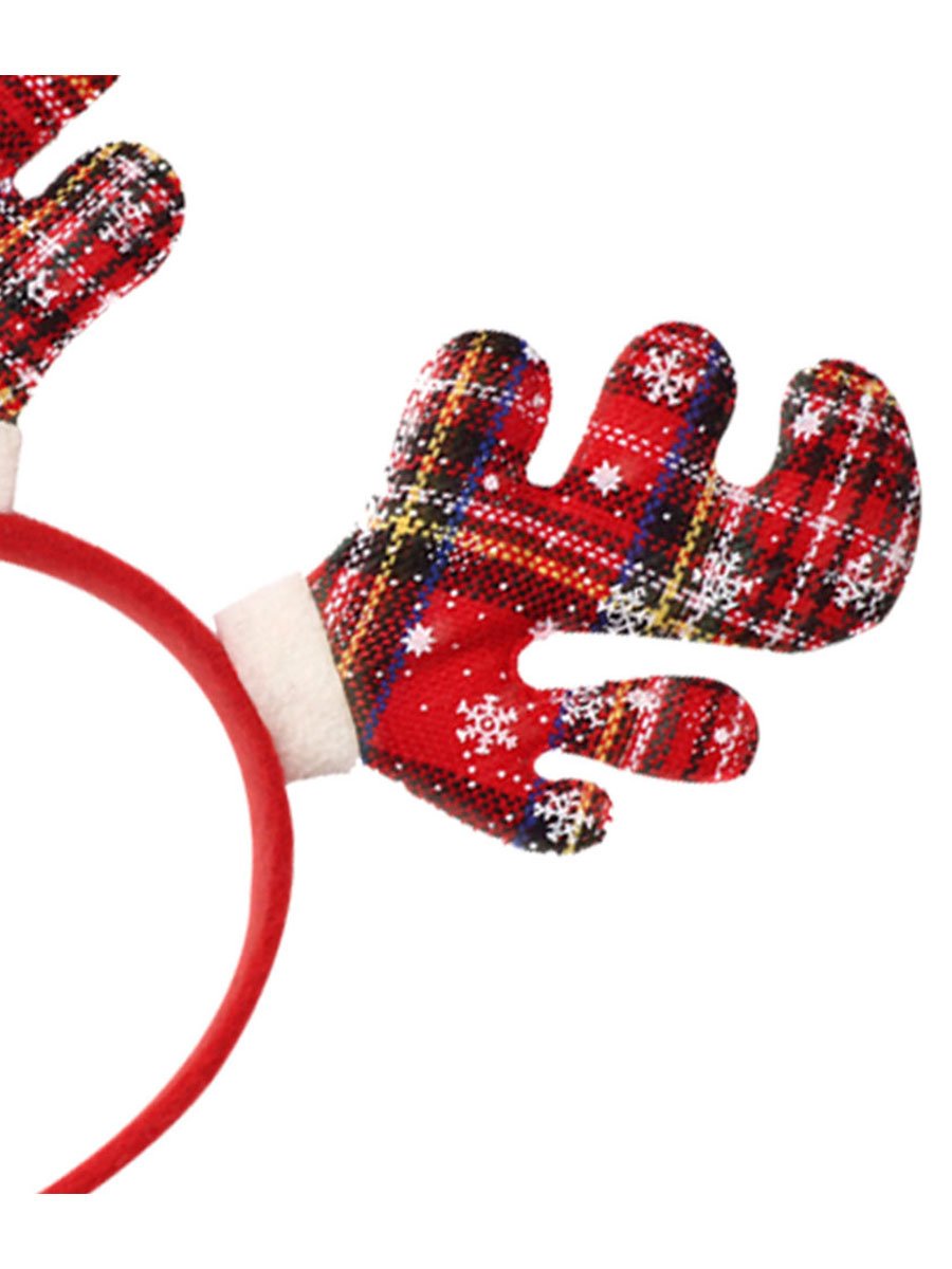 Plaid Reindeer Ears Hair Hoop