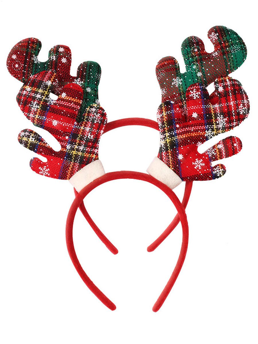 Plaid Reindeer Ears Hair Hoop
