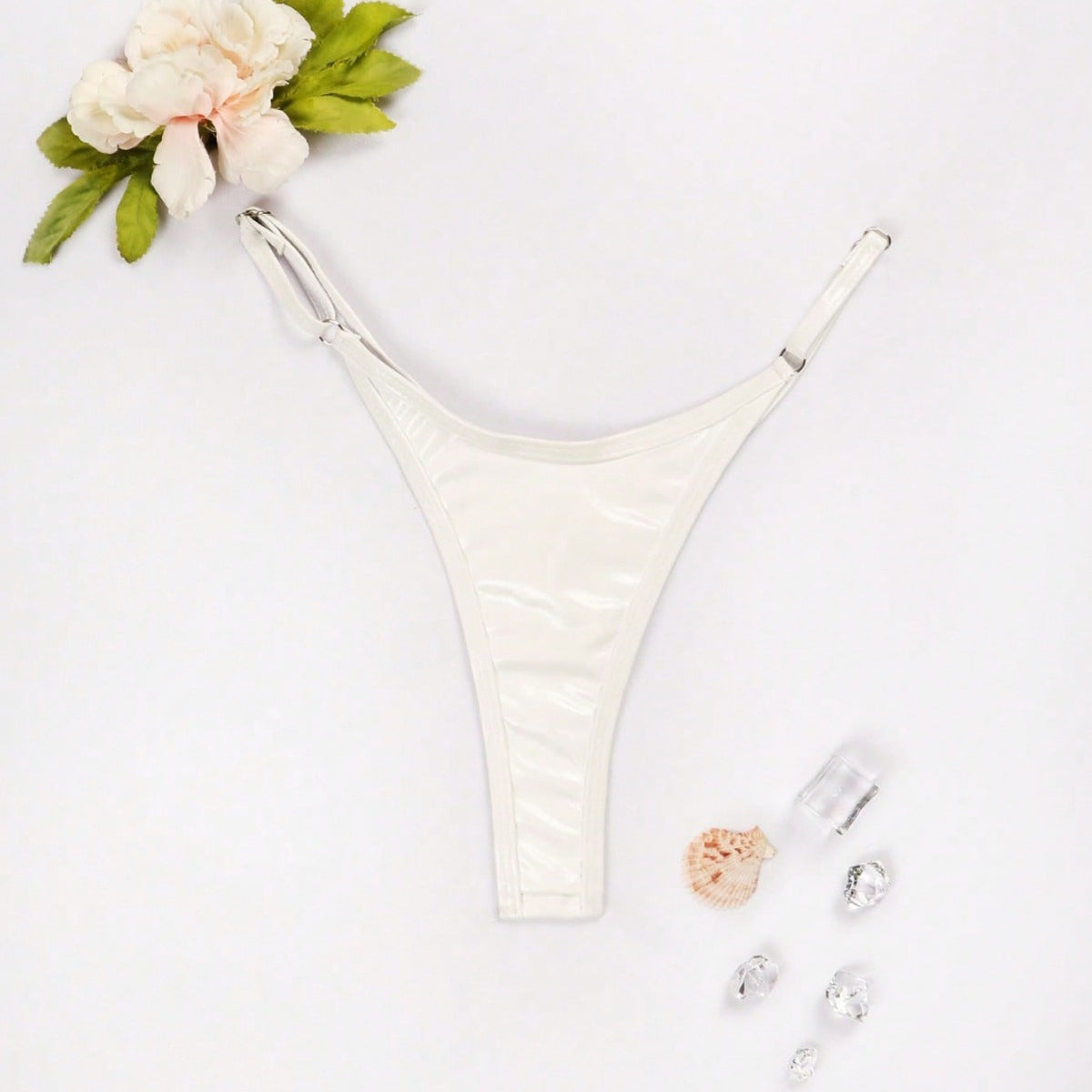 Metallic T-Back Swim Bottoms