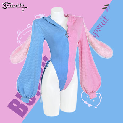 Chic Bunny Ear Hoodie Bodysuit for sale