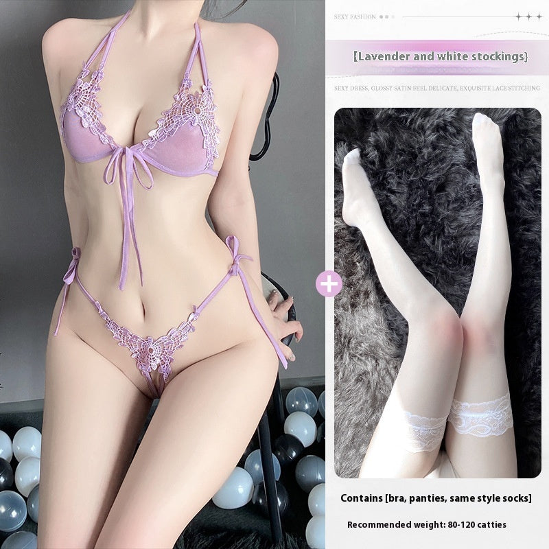 Sexy Lingerie Sexy Three-point Small Breast Size Exaggerating Bra Pure Desire Style Uniform Suit