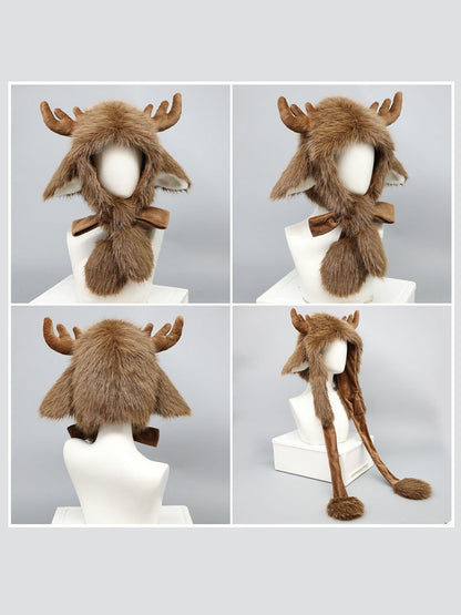 Faux Fur Christmas Deer Hat