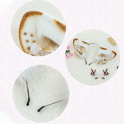 Faux Fur Reindeer Ears Hairband Animal Elk Ears Hair Hoop Plush Christmas Accessories
