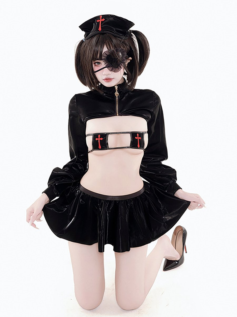 Latex Gothic Nurse Costume