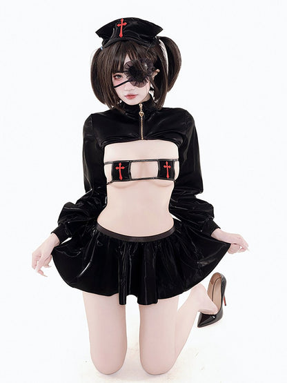 Latex Gothic Nurse Costume