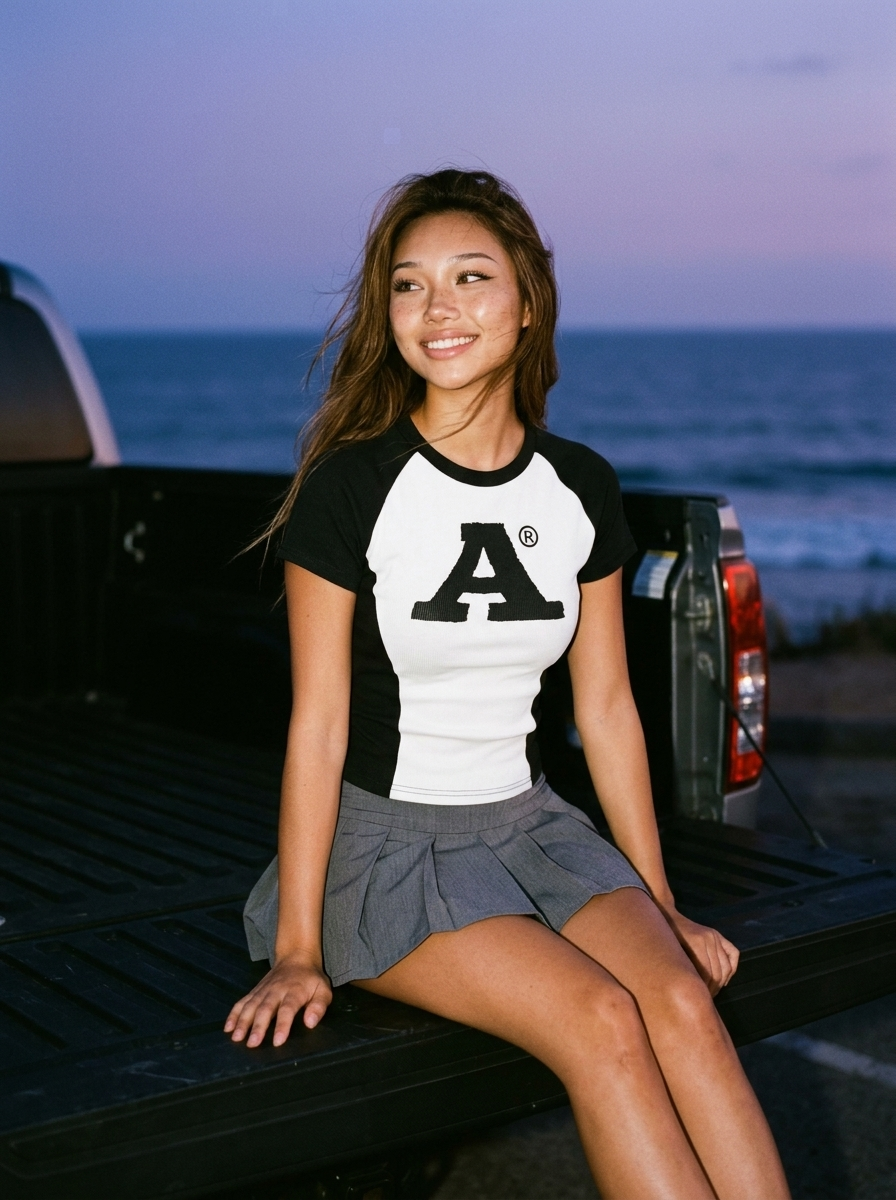 Letter Print Raglan Top