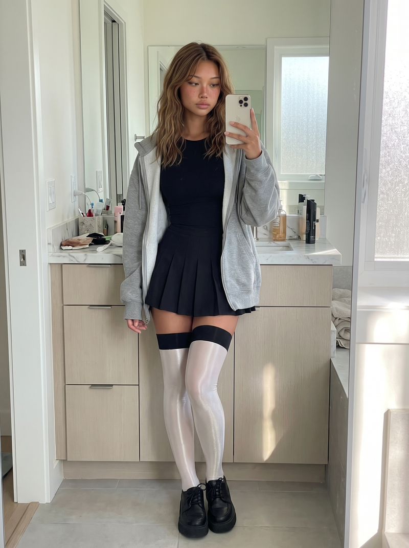 Glossy Thigh-High Stockings