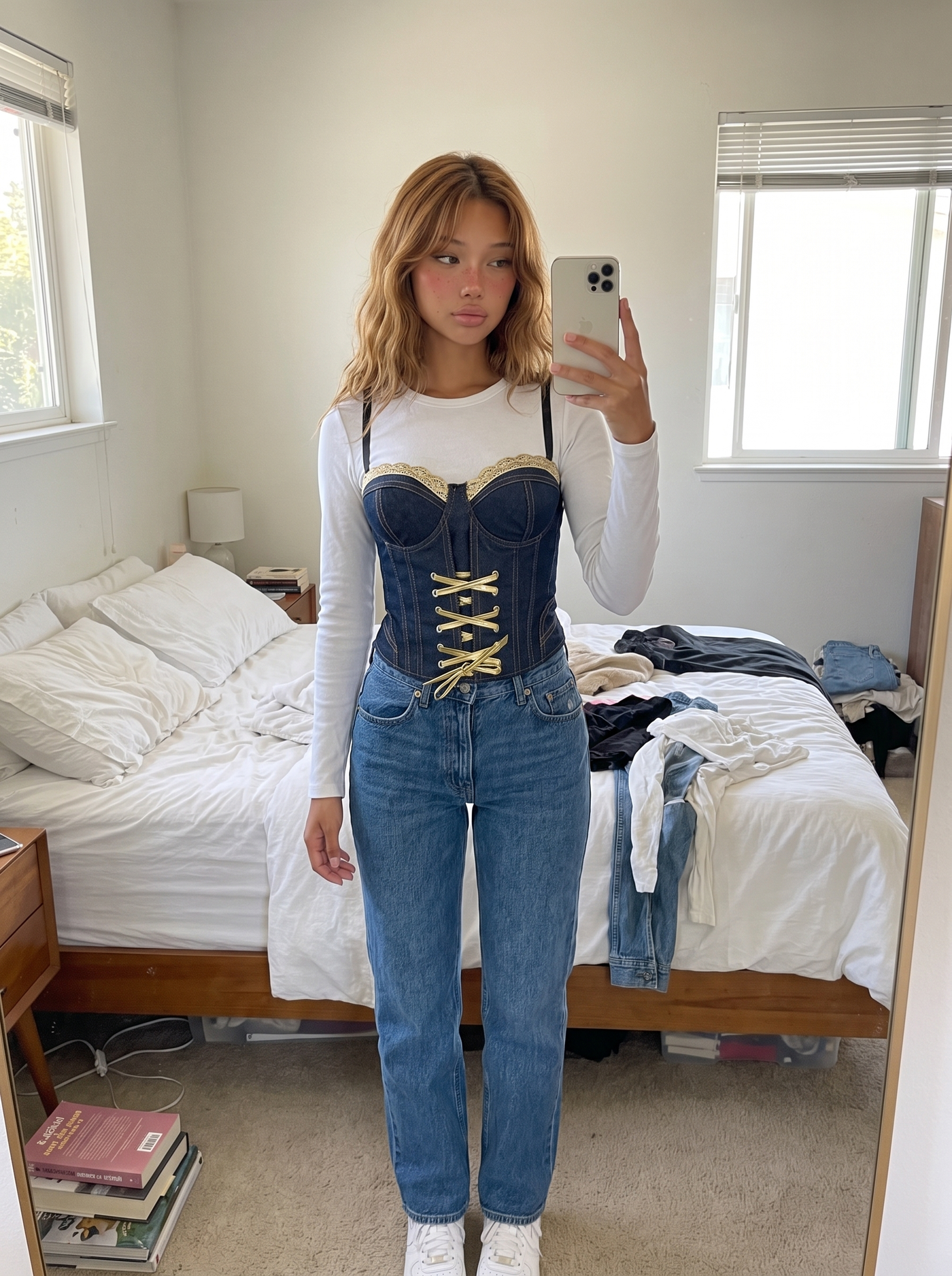 Denim Lace-Up Corset