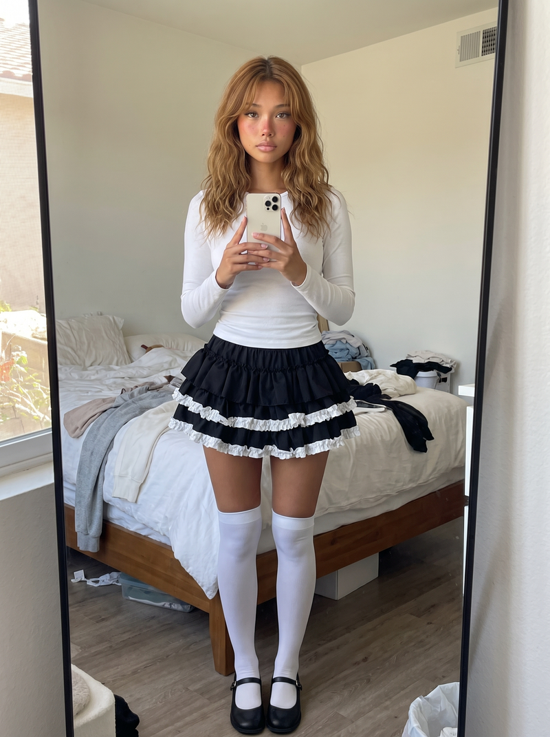 Lace Tier Micro Skirt