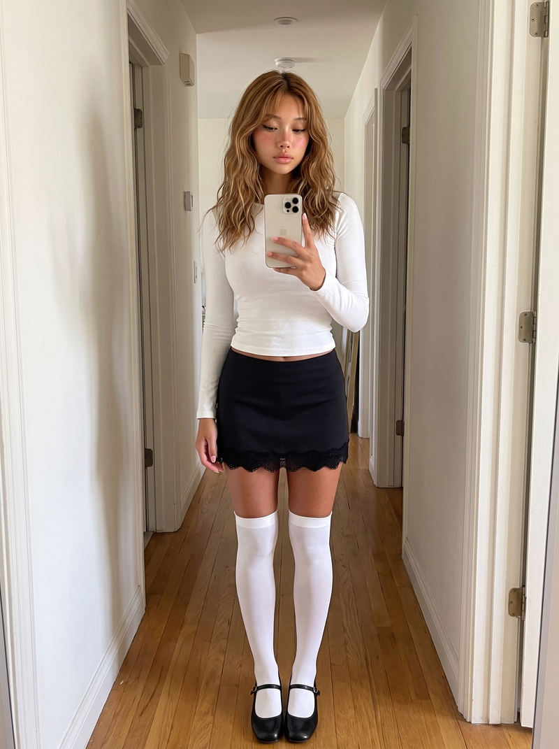 Lace Hem Mini Skirt