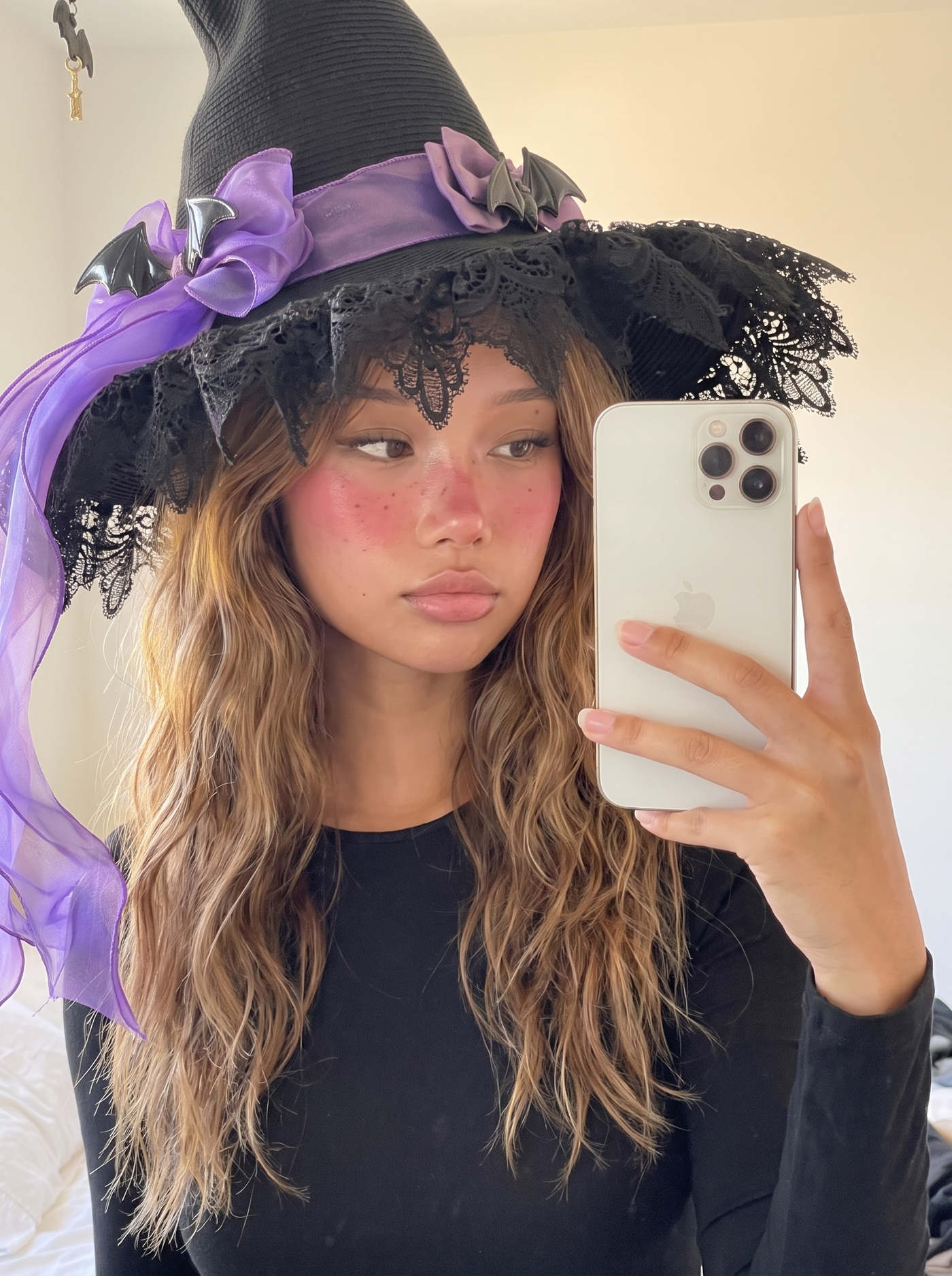 Bat Bow Lace Witch Hat