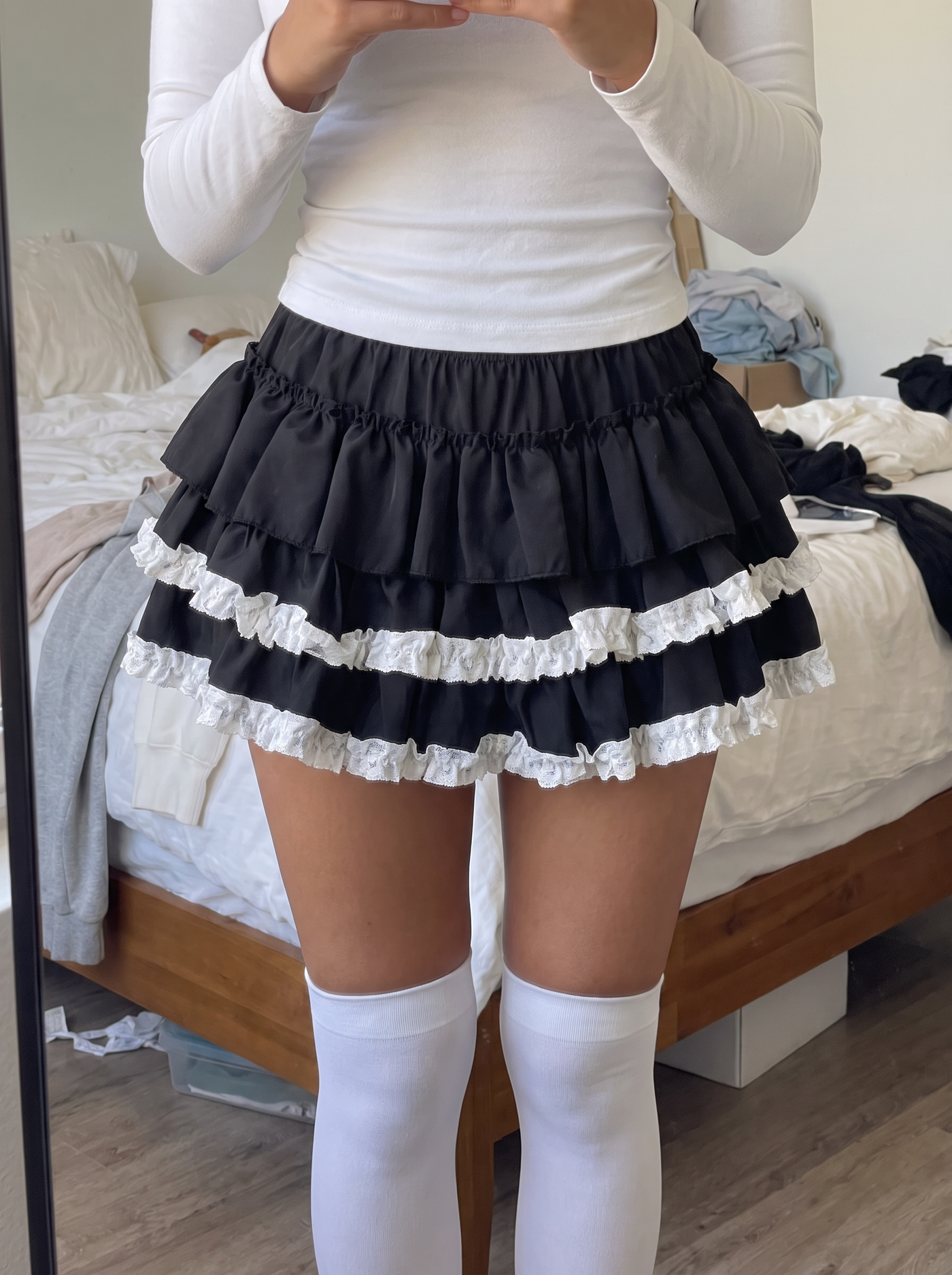 Lace Tier Micro Skirt