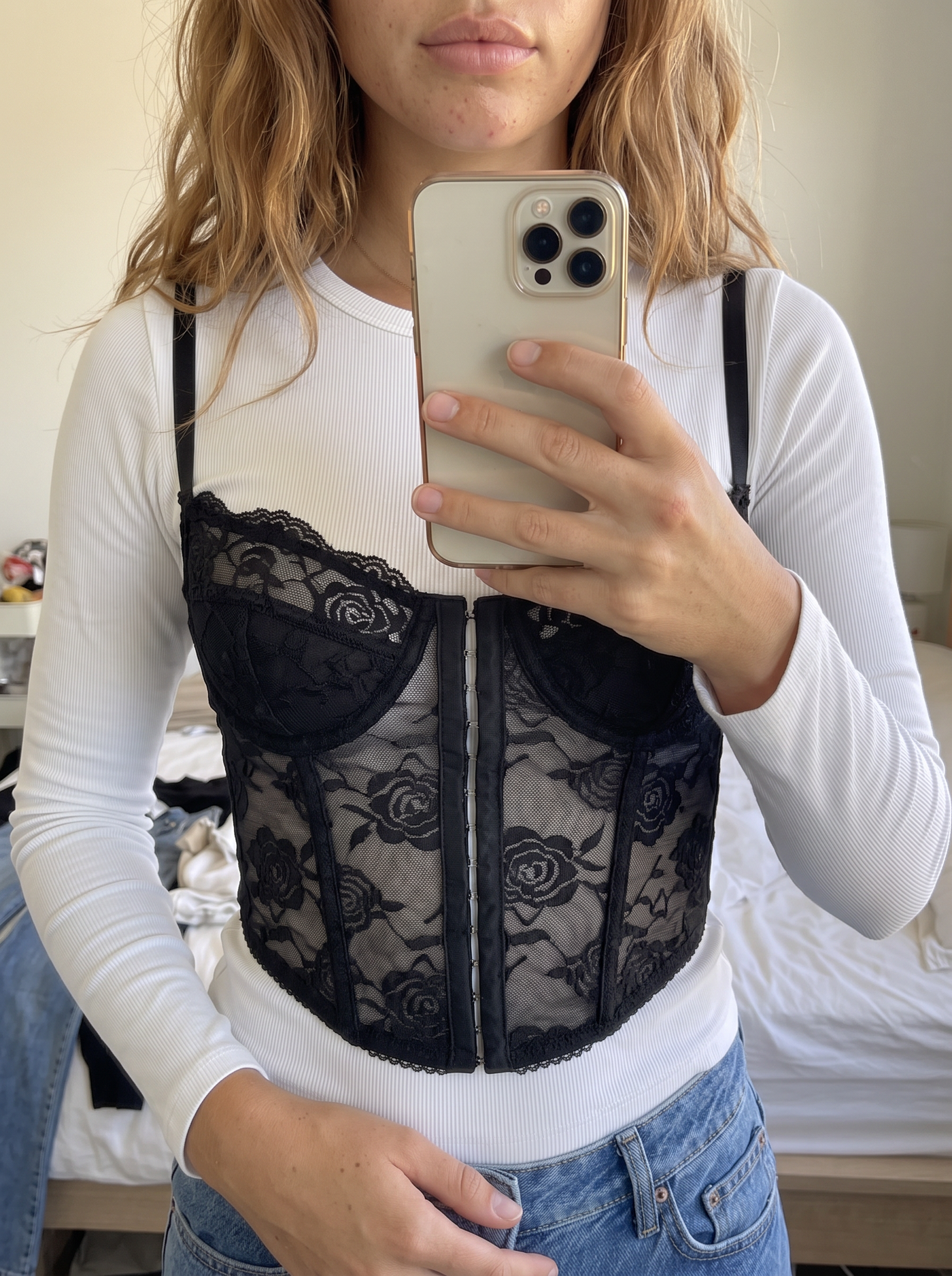 Sheer Rose Lace Bustier