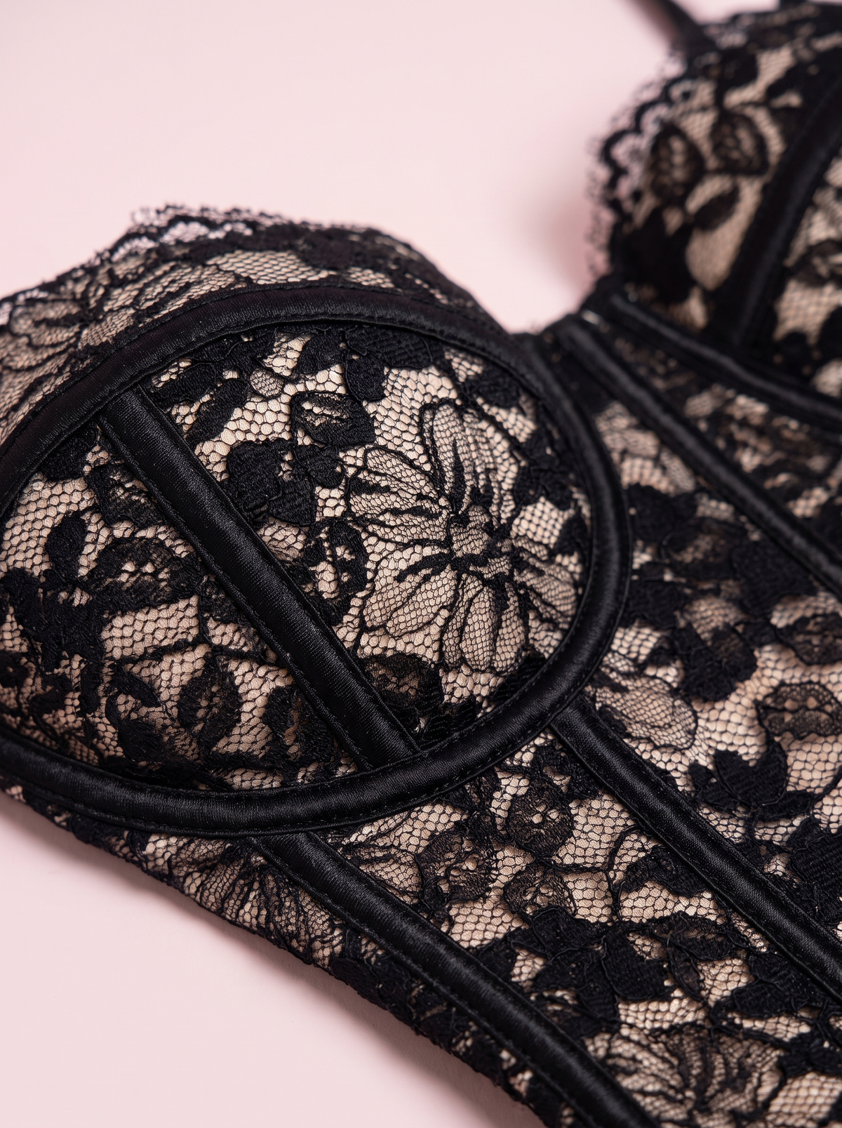 Sheer Rose Lace Bustier — Floral Corset Top