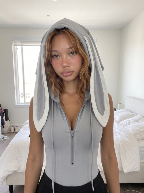 Hooded Bunny-Ear Bodysuit — kawaii cosplay bodysuit from Waiforia, view 2
