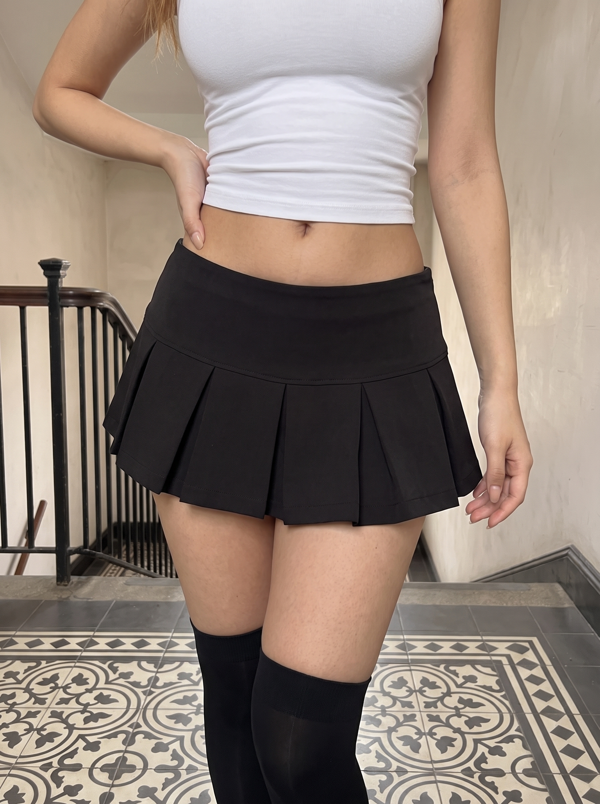 Flared Pleat Micro Skirt