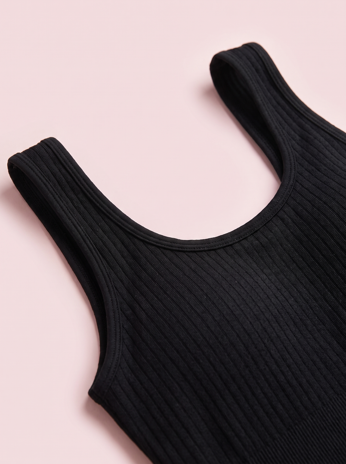 Black Cross Back Ribbed Romper