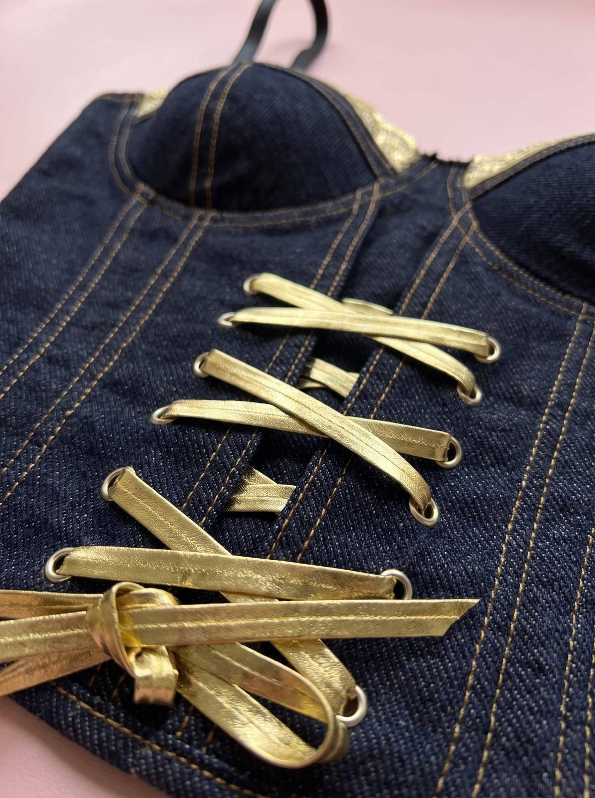 Denim Lace-Up Corset