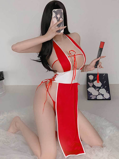 Red High Split Kimono Dress