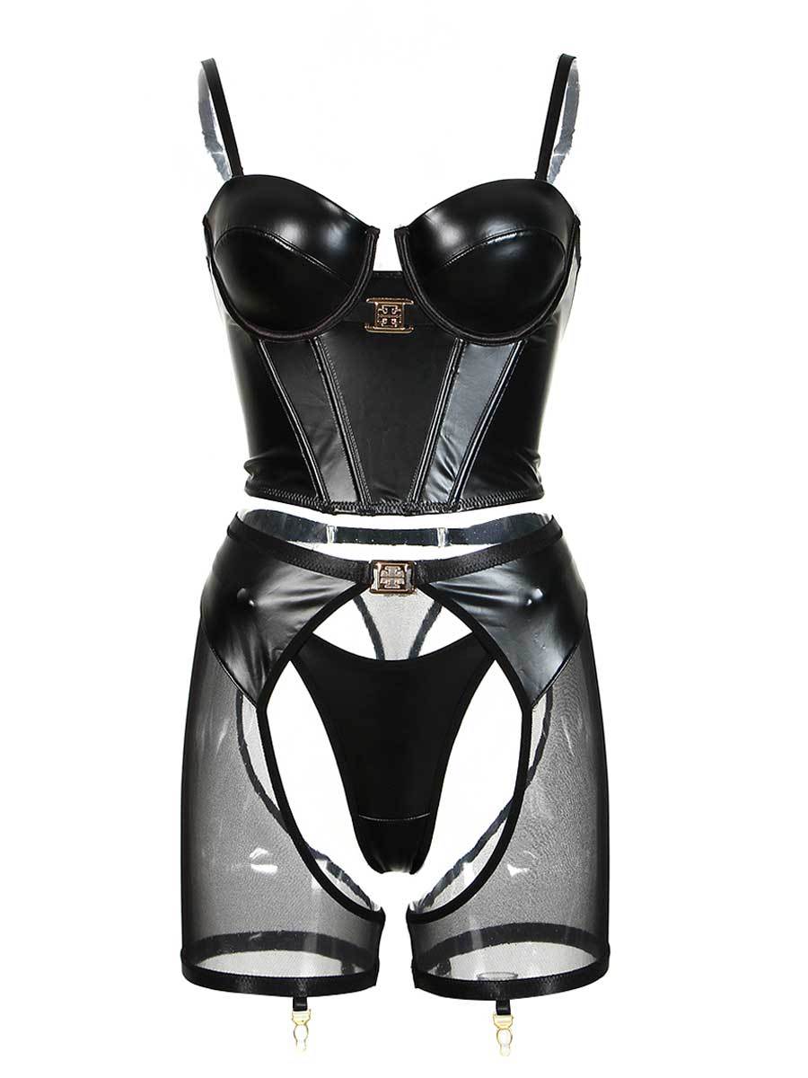 Latex Bustier Bra and Panty Set