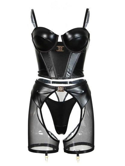 Latex Bustier Bra and Panty Set