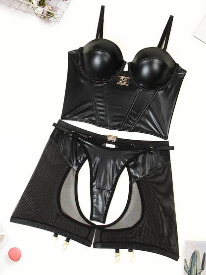 Latex Bustier Bra and Panty Set
