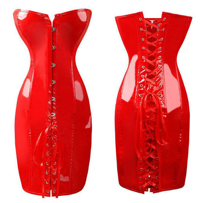 Latex Wet Look Mini Dress Plus Size Lace Up PVC Dress Off Shoulder Bodycon Dress