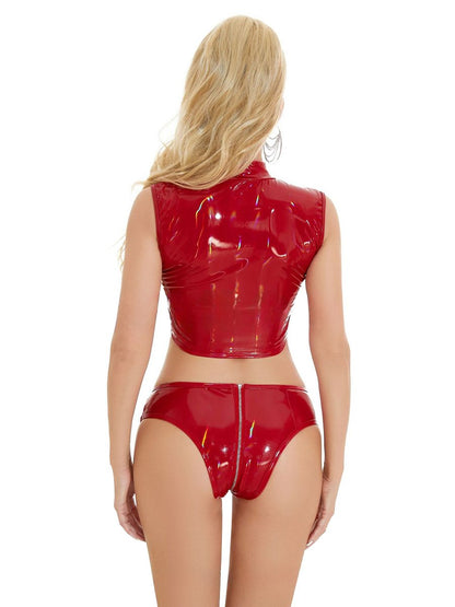 Wet Look Two Piece Club Outfit