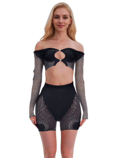Fishnet Rhinestone Top and Shorts
