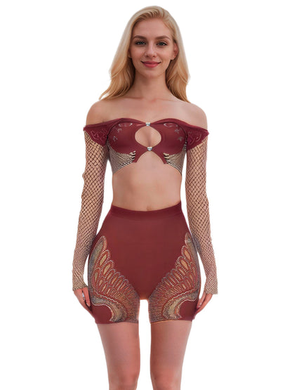 Fishnet Rhinestone Top and Shorts