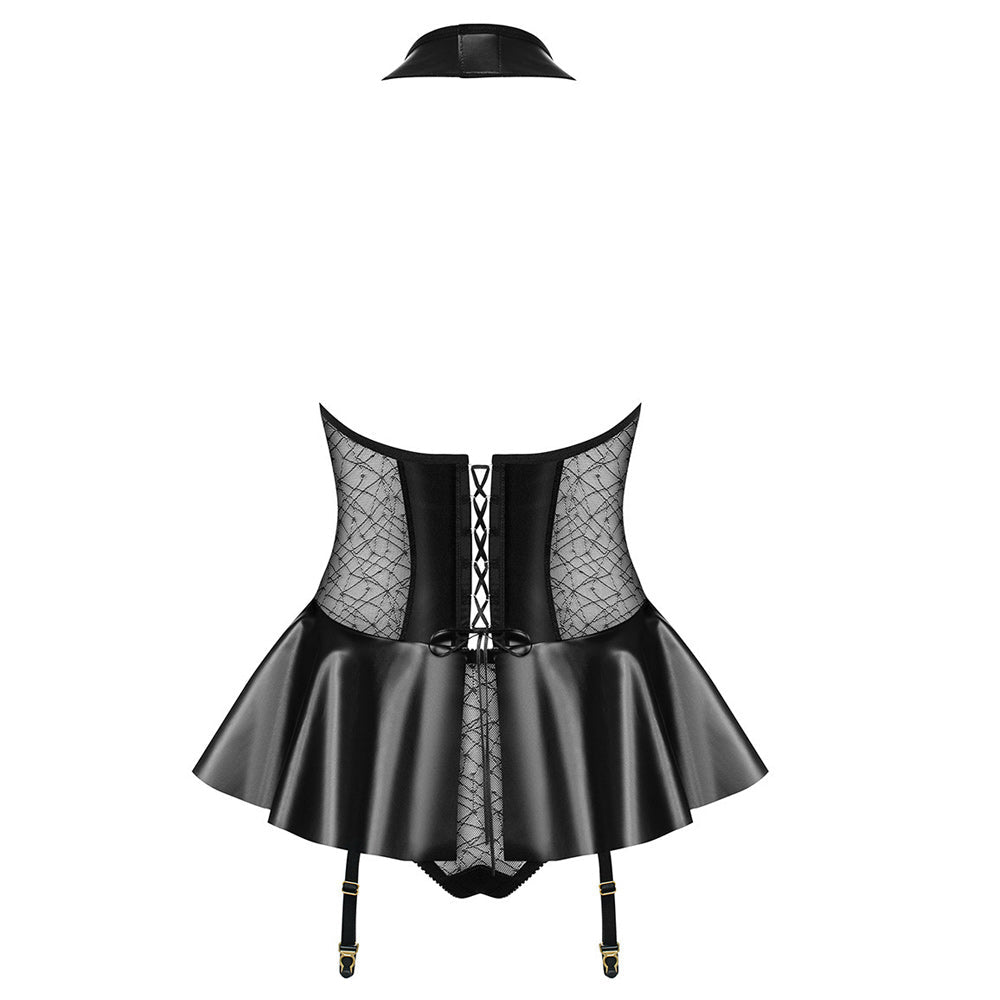 Latex Halter Dress with Panty Sexy Fetish Outfits Lace-up Back Gothic Cosplay Costume