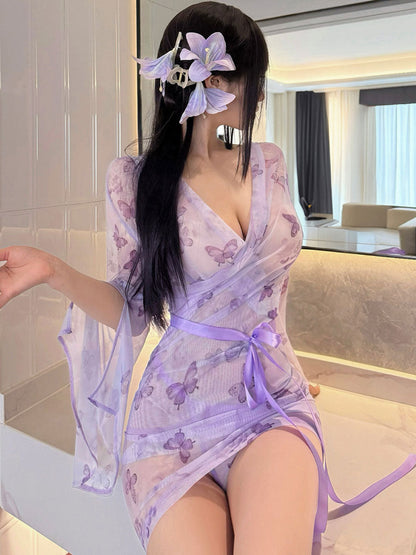 Delicate Butterfly Print Kimono