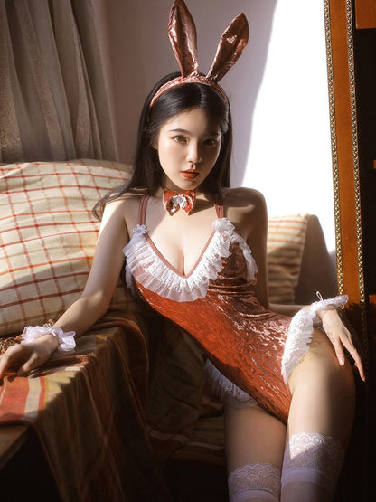 Velvet Bunny Open Crotch Bodysuit