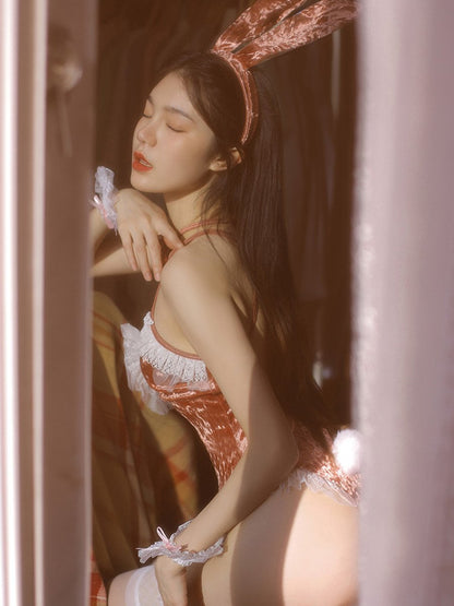 Velvet Bunny Open Crotch Bodysuit