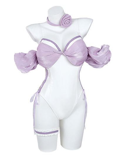 Leather Cat Snap Crotch  Bodysuit