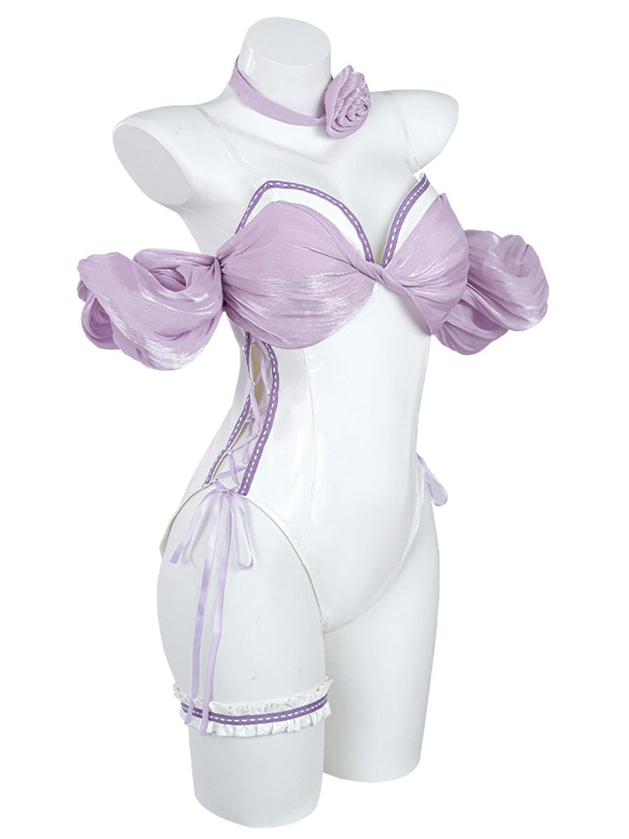 Leather Cat Snap Crotch  Bodysuit