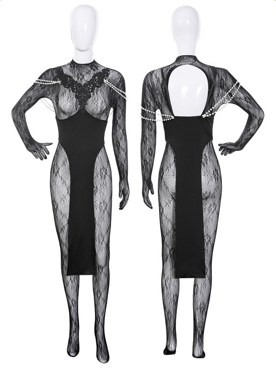 Lace Chinese Style Cupless Lingerie Set