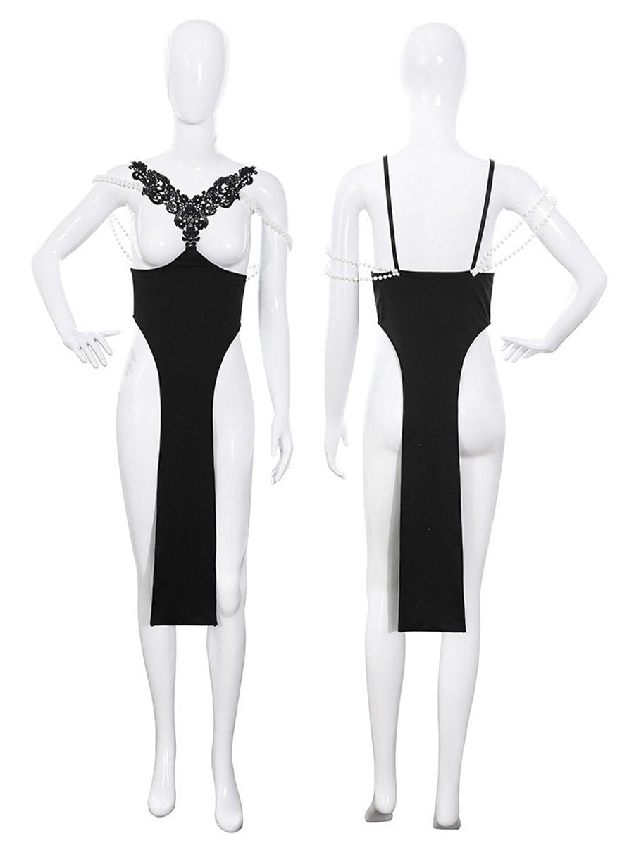 Lace Chinese Style Cupless Lingerie Set