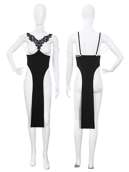 Lace Chinese Style Cupless Lingerie Set