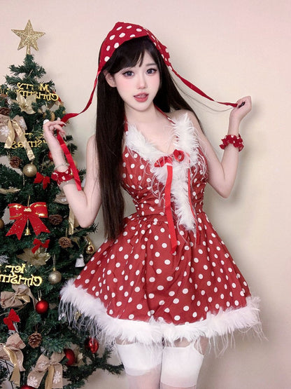 Fuzzy Polka Dots Santa Dress