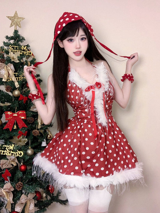 Fuzzy Polka Dots Santa Dress