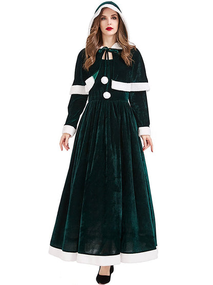 Velvet Mrs Claus Maxi Dress with Shawl