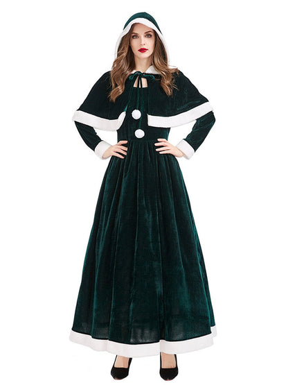 Velvet Mrs Claus Maxi Dress with Shawl
