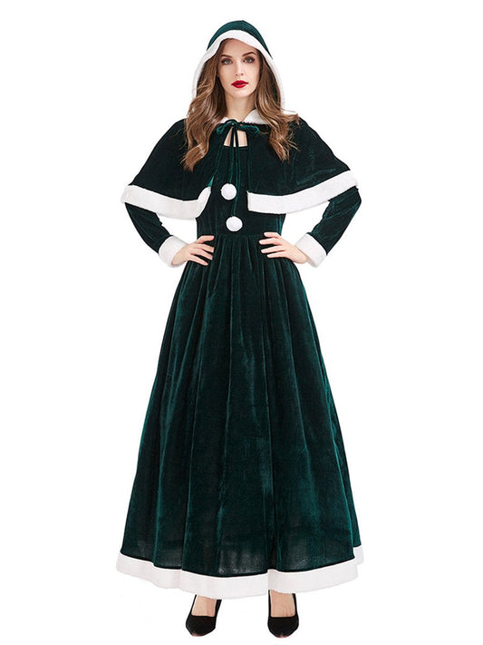 Velvet Mrs Claus Maxi Dress with Shawl
