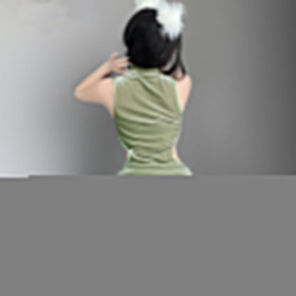 Sexy Floral Embroidery Cheongsam Mesh Patchwork Side Slit Chinese Qipao Dress