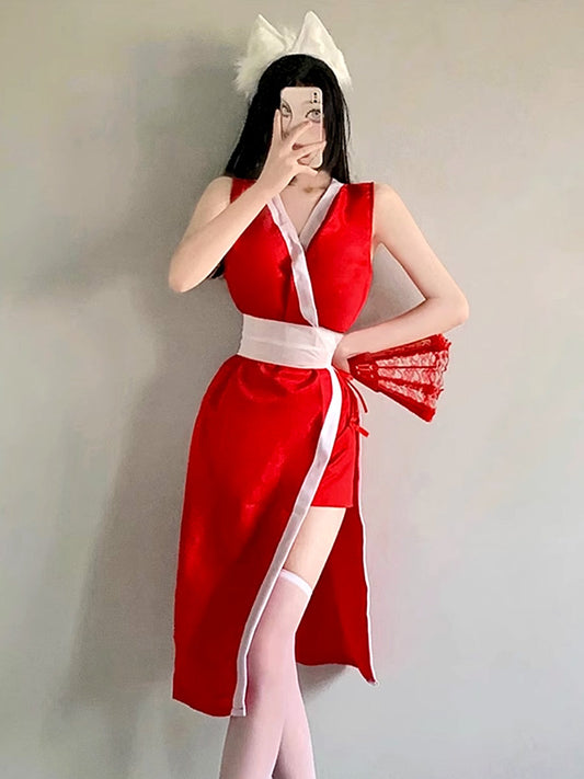 Anime Red Sleeveless Kimono Dress