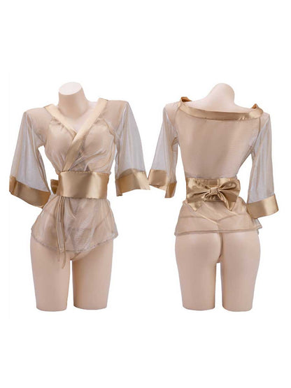 Glitter Mesh Kimono Robe