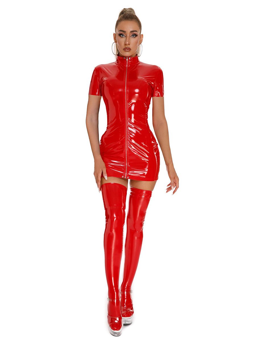 Latex Short Sleeve Party Dress